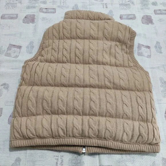 Polo Ralph Lauren Camel Cable-Knit Padded Vest